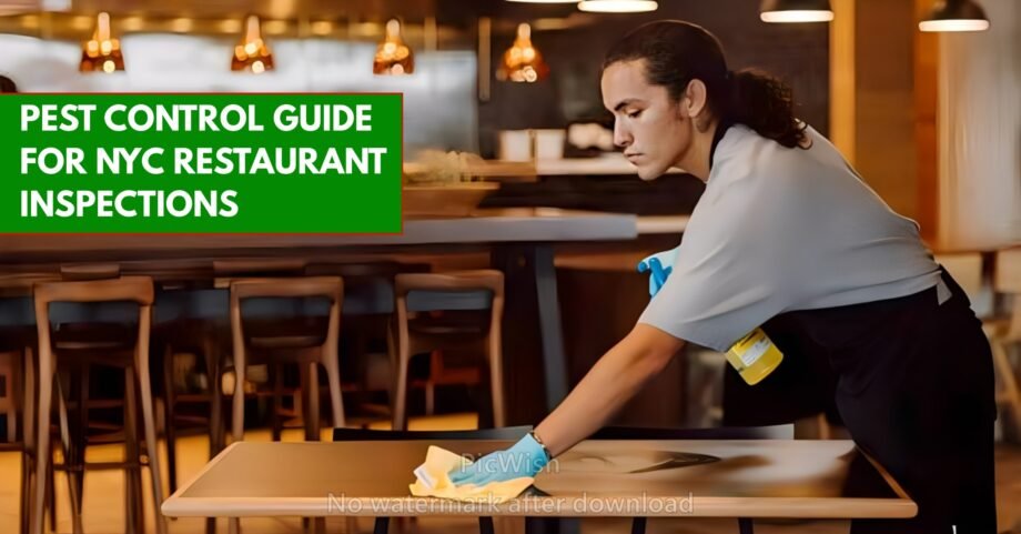 Staff cleaning table in restaurant for NYC restaurant pest control inspection compliance and food safety standards.