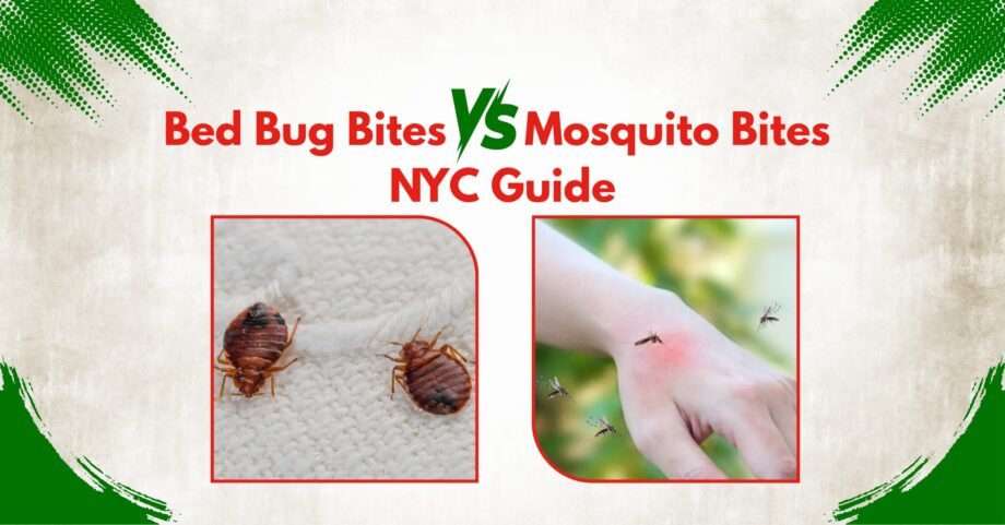 Close-up of bed bugs on fabric beside mosquito bites on a hand for NYC guide comparing bed bug bites vs mosquito bites.